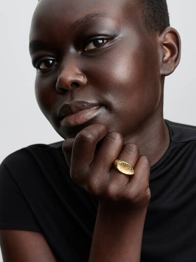 Stone-Set Oval Domed Signet Ring