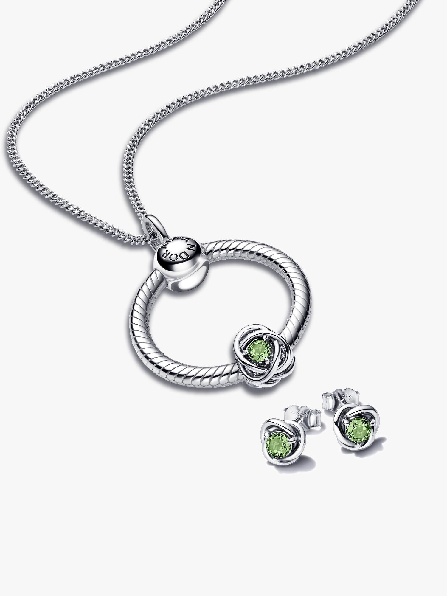 August Birthstone Eternity Circle O Pendant and Earrings Set