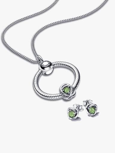 August Birthstone Eternity Circle O Pendant and Earrings Set
