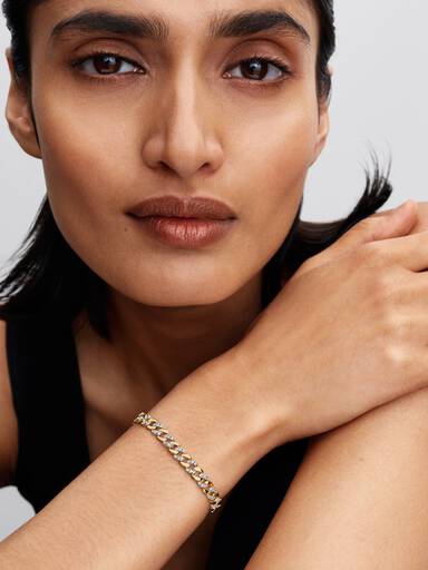 Two-tone Pavé Cuban Chain Bracelet