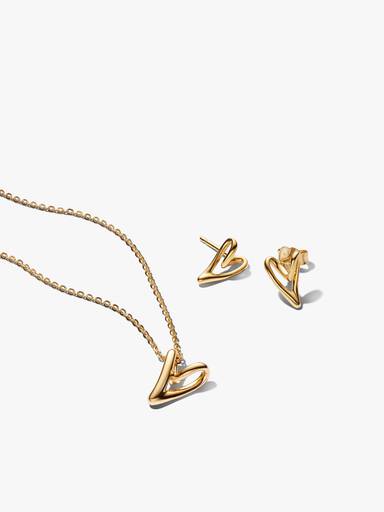 Gold Plated Organically Shaped Heart Gift Set