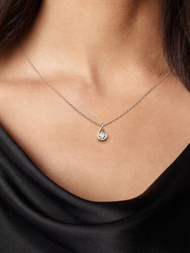 Sterling silver pendant with 0.50 ct TW G-J VS+ round brilliant excellent cut lab-grown diamond and necklace