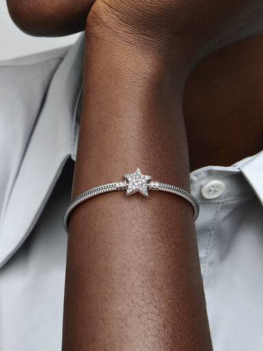 Pandora Moments Asymmetric Star Clasp Snake Chain Bracelet