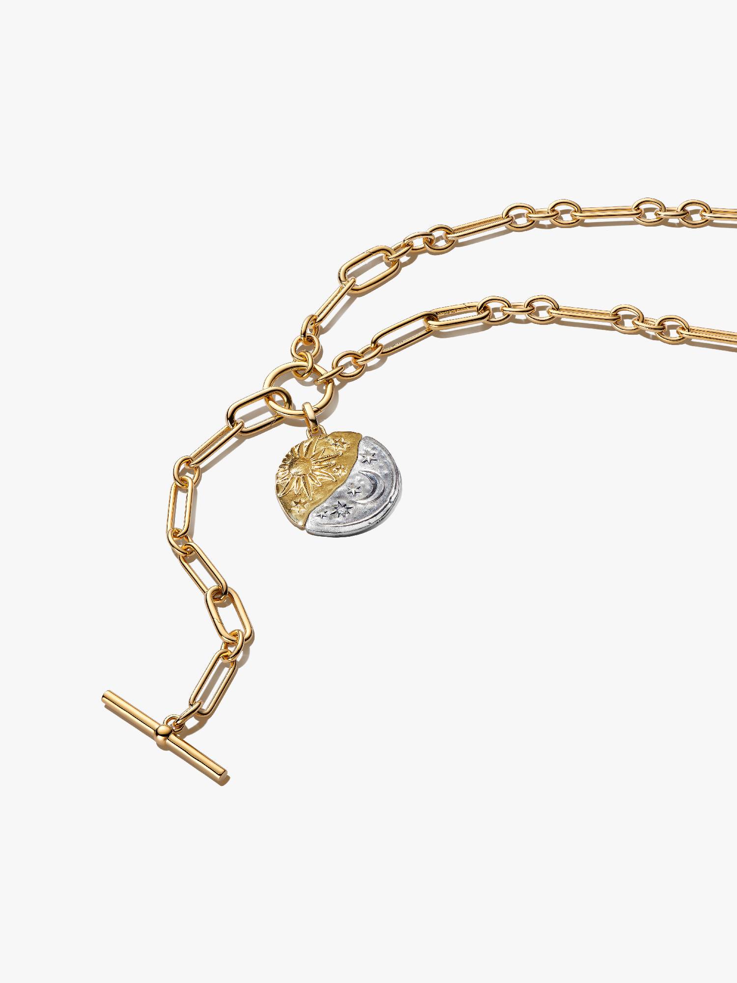 Oversized Sun & Moon Medallion Necklace Set