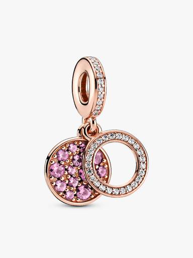 Sparkling Pink Disc Double Dangle Charm