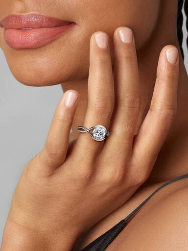14k White gold ring with 1.75 ct TW G-J VS+ round brilliant excellent cut lab-grown diamond