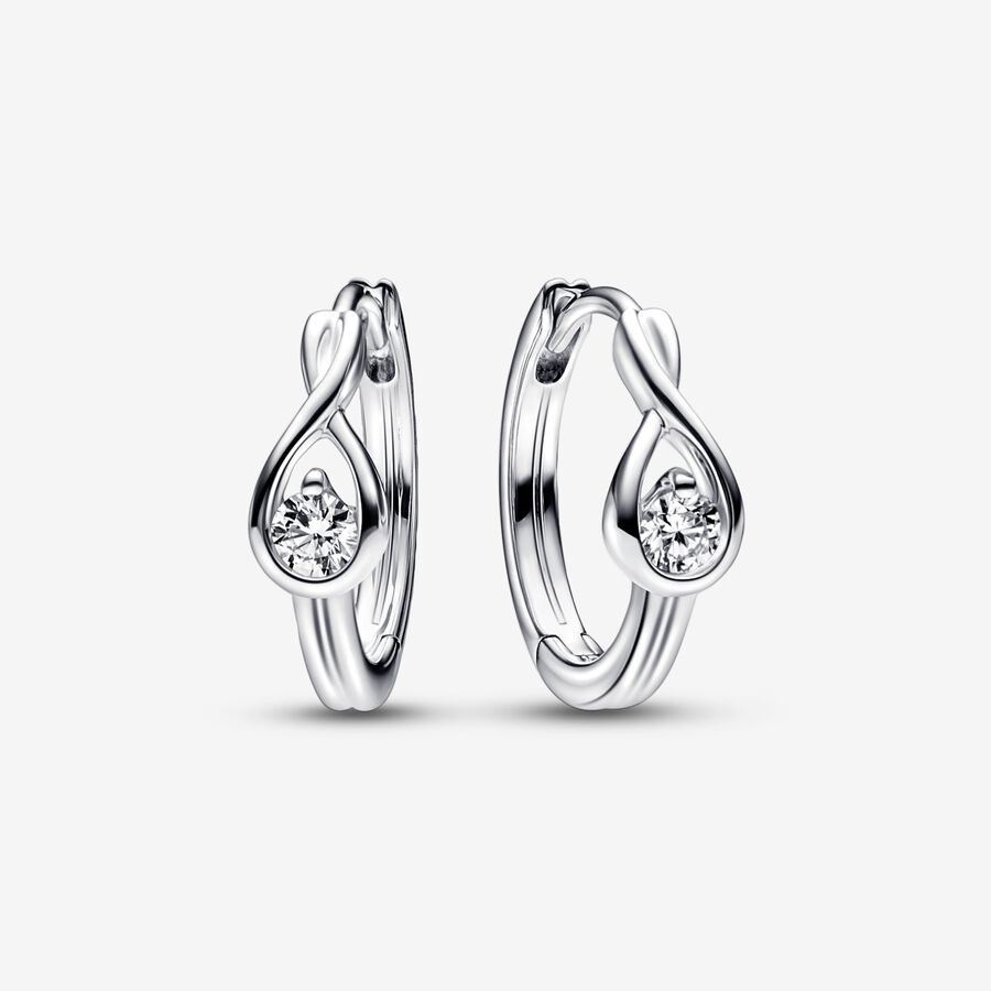 Sterling silver hoop earrings with 0.20 ct TW G-J VS+ round brilliant excellent cut lab-grown diamond image number 0