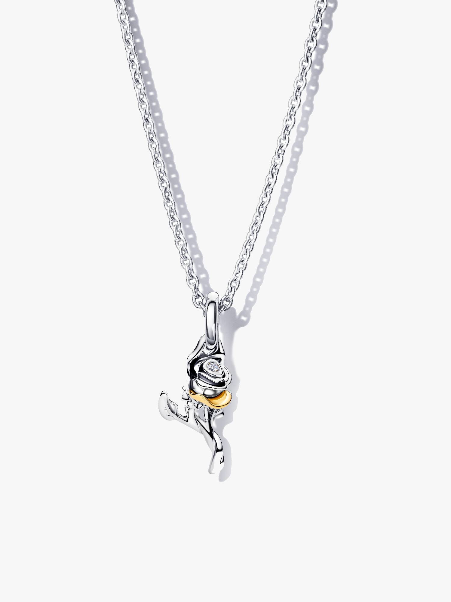 Disney Princess Belle Enchanted Rose Lab‑Grown Diamond Pendant Necklace