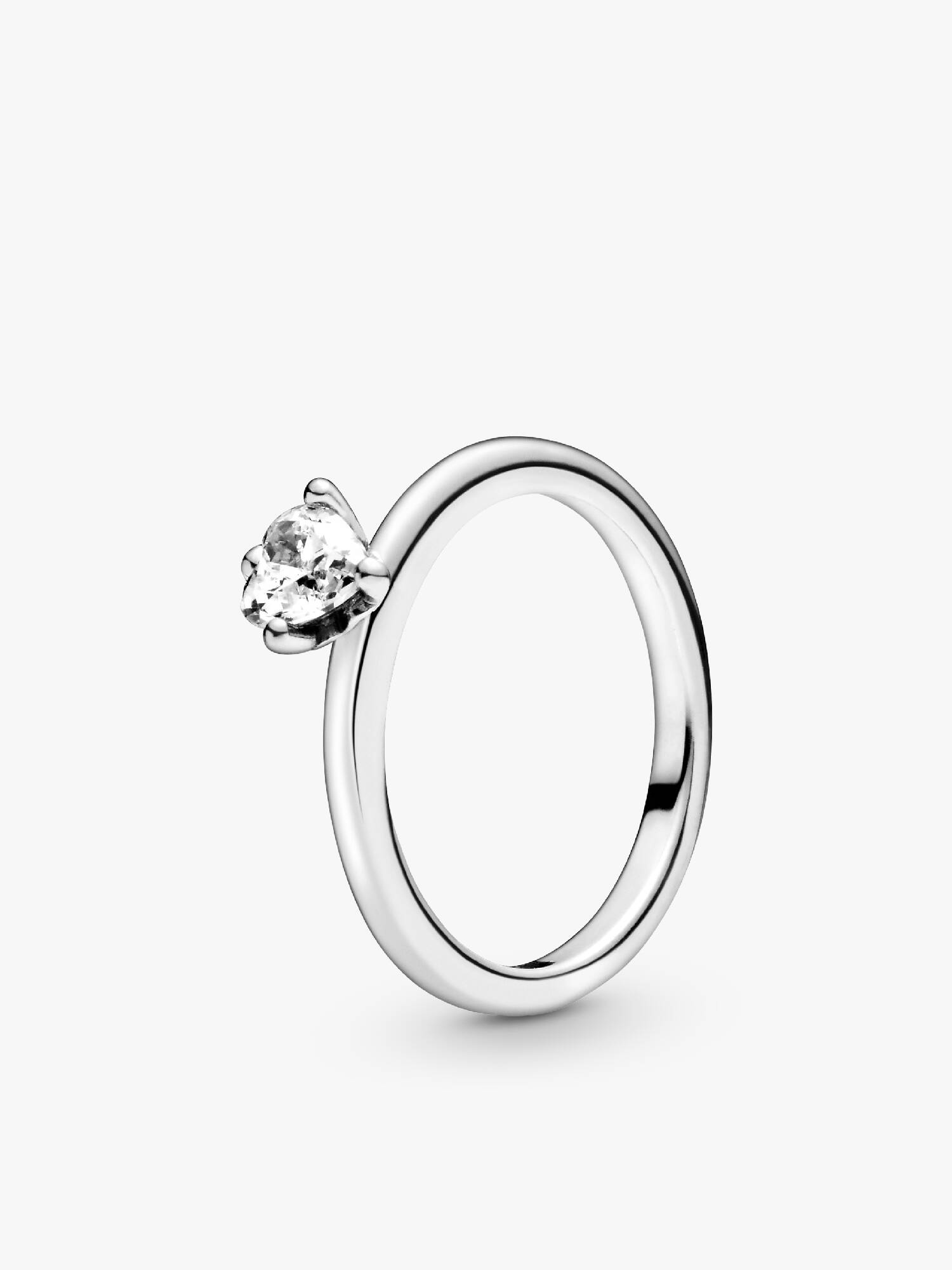 Clear Heart Solitaire Ring