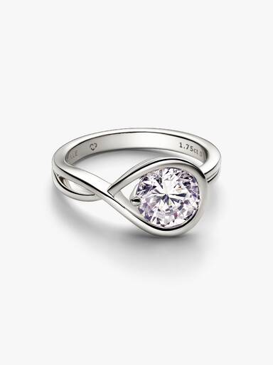 14k White gold ring with 1.75 ct TW G-J VS+ round brilliant excellent cut lab-grown diamond