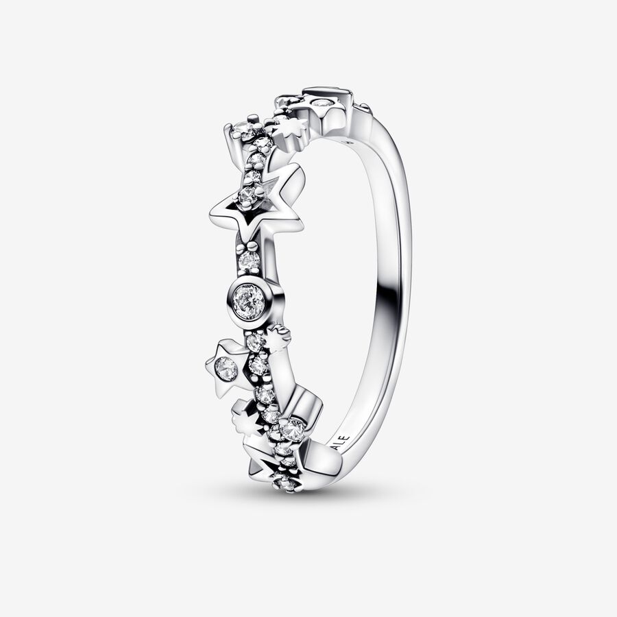 Milky way sterling silver ring with clear cubic zirconia image number 0