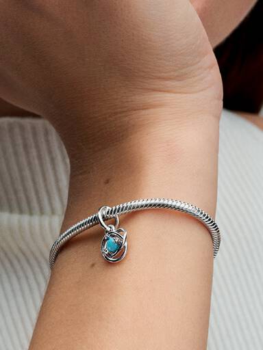 December Birthstone Blue Eternity Circle Dangle Charm