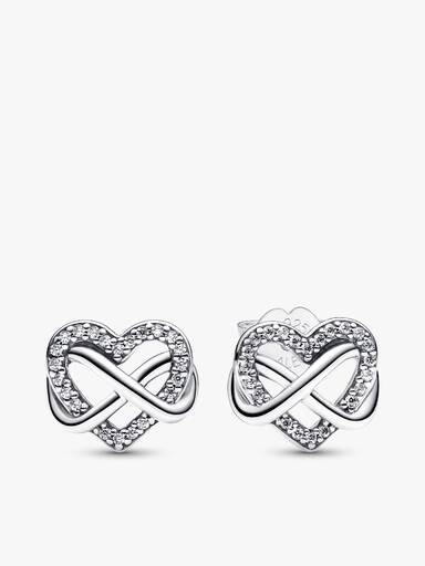 Sparkling Infinity Heart Necklace & Stud Earrings
