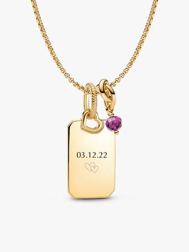 February Engravable Dangle Charm Necklace Set