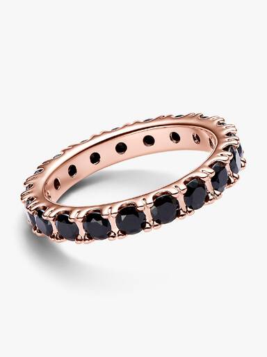 Black Sparkling Row Eternity Ring