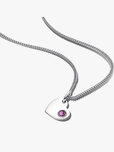 February Birthstone Heart Pendant Necklace