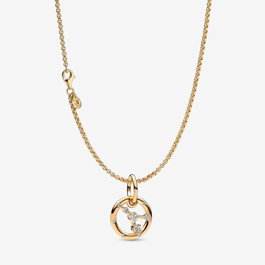 14K Gold Plated Cancer Zodiac Necklace image number 0