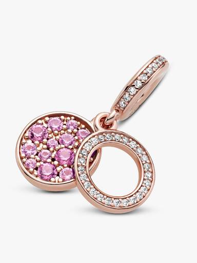 Sparkling Pink Disc Double Dangle Charm
