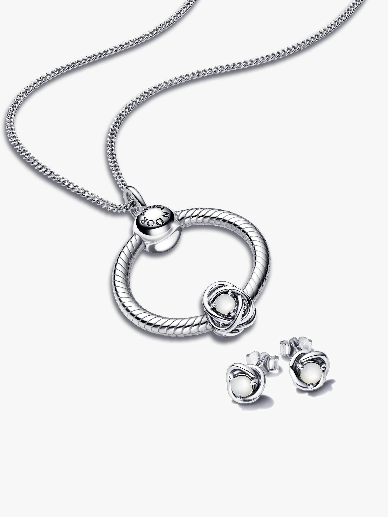 June Birthstone Eternity Circle O Pendant and Earrings Set