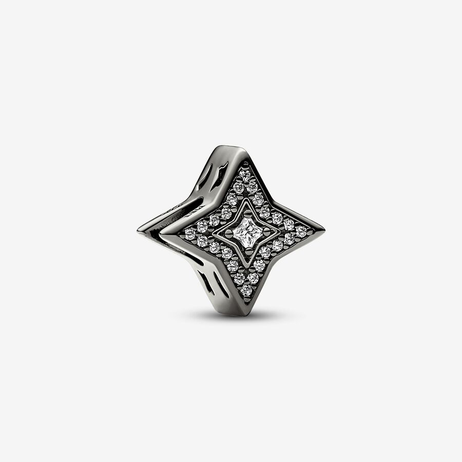 Star ruthenium-plated charm with clear cubic zirconia image number 0