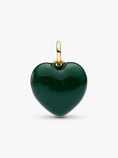 Green Puffy Heart Dangle Charm
