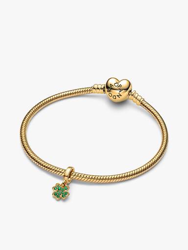Gold Lucky Clover Bracelet and Charm Gift Set