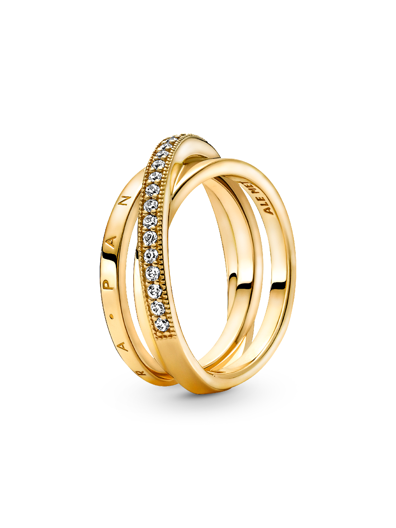 Crossover Pavé Triple Band Ring