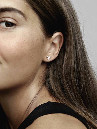 Sparkling Elevated Heart Stud Earrings
