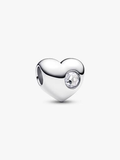 Engravable April Birthstone Heart Charm