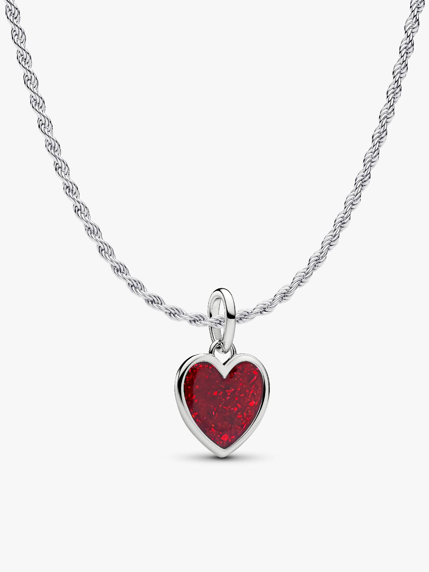 Engravable Red Heart Pendant Necklace