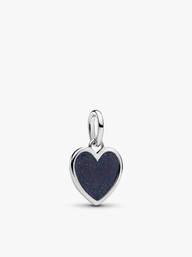 Engravable Blue Heart Pendant Necklace