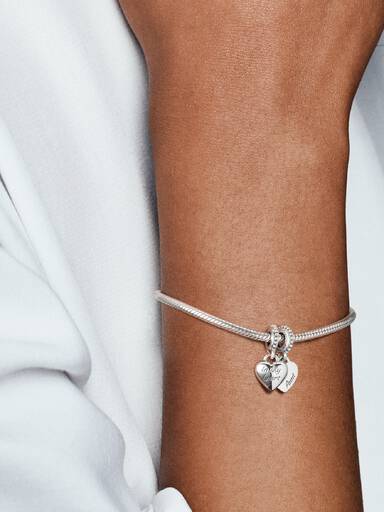 Aunt & Niece Split Heart Dangle Charm
