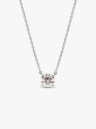 14k White gold pendant necklace with 1.00 ct TW G-J VS+ round brilliant excellent cut lab-grown diamond