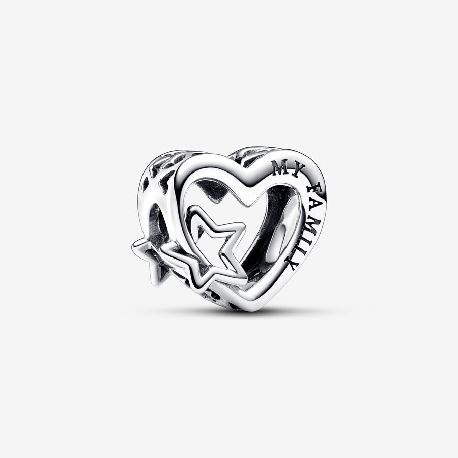Openwork Family Heart & Star Charm image number 0