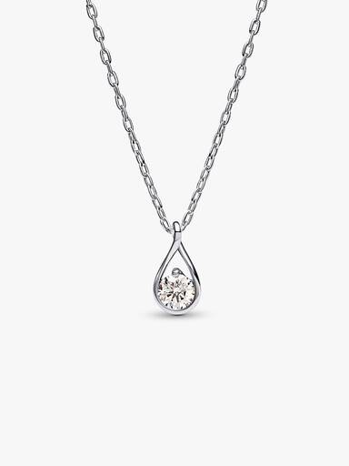 Sterling silver pendant with 0.50 ct TW G-J VS+ round brilliant excellent cut lab-grown diamond and necklace