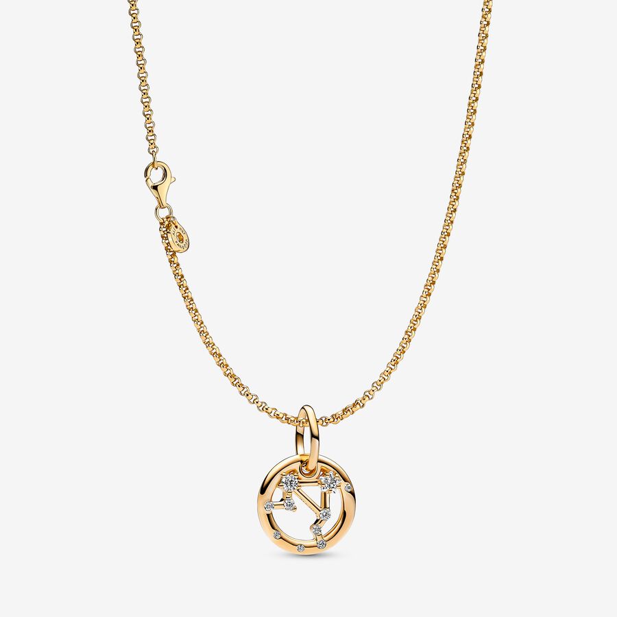 14K Gold Plated Libra Zodiac Necklace image number 0