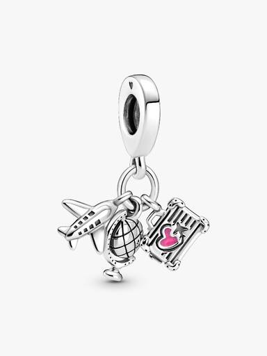Airplane, Globe & Suitcase Dangle Charm
