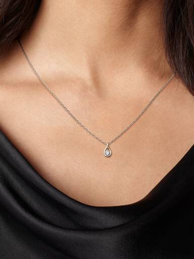 Sterling silver pendant with 0.25 ct TW G-J VS+ round brilliant excellent cut lab-grown diamond and necklace