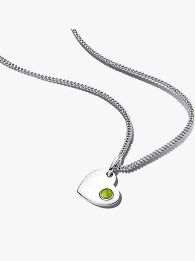 August Birthstone Heart Pendant Necklace