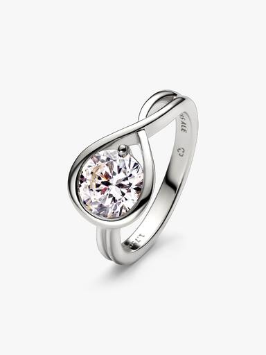 14k White gold ring with 1.75 ct TW G-J VS+ round brilliant excellent cut lab-grown diamond