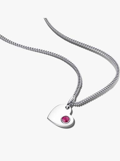 July Birthstone Heart Pendant Necklace