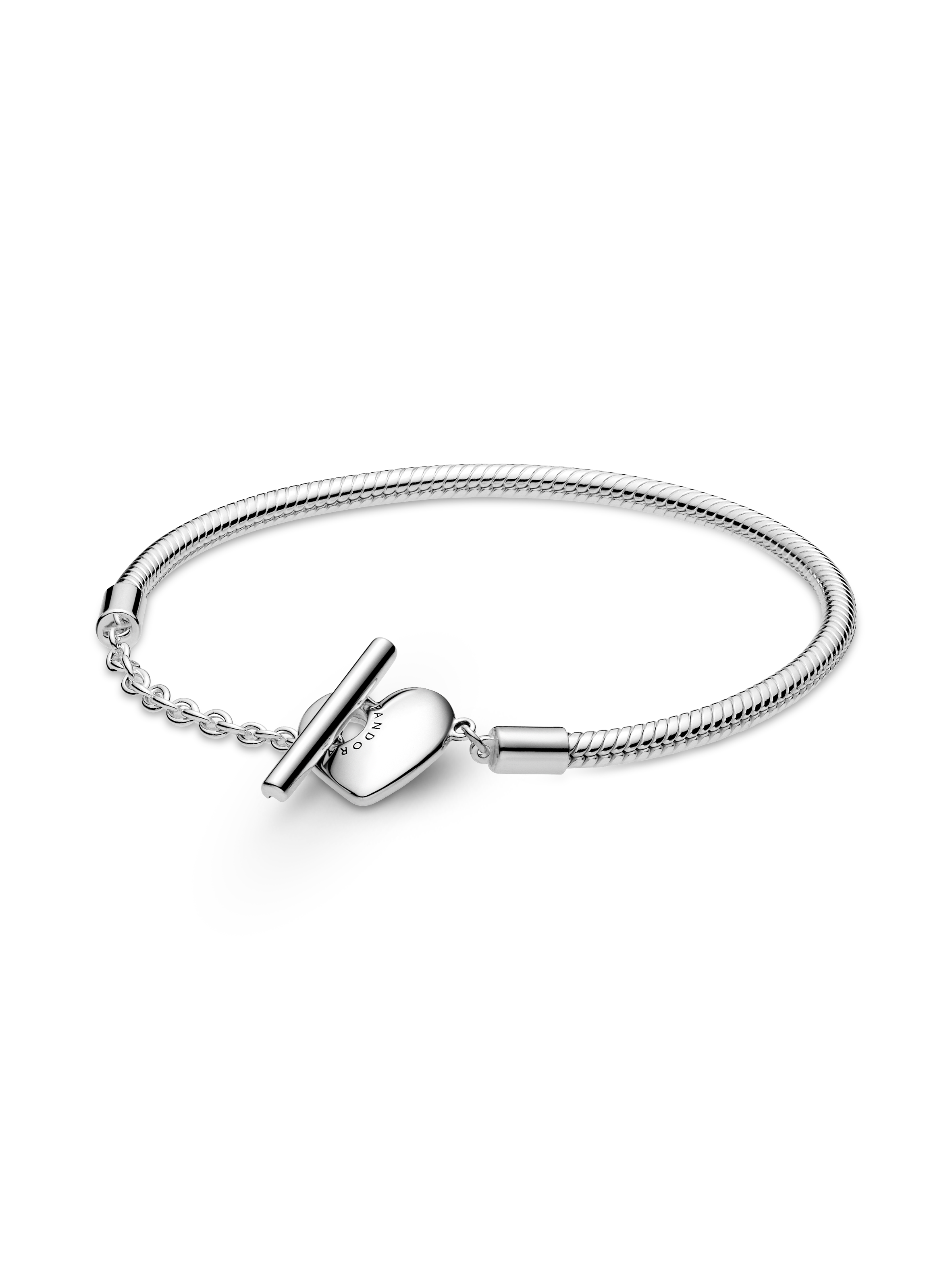Pandora Moments Heart T-Bar Snake Chain Bracelet | Sterling silver