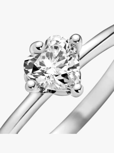 Clear Heart Solitaire Ring