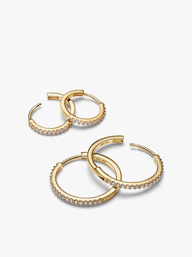 Gold Sparkling Hoop Earrings Set