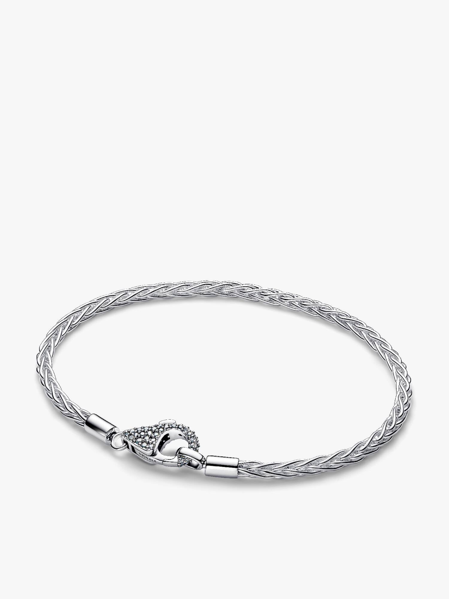 Pavé Clasp Foxtail Chain Charm Bracelet 