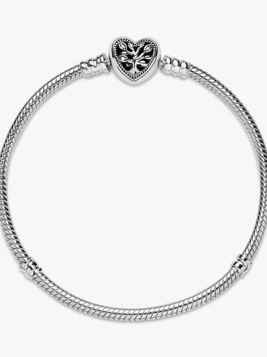 Pandora Moments Family Tree Heart Clasp Snake Chain Bracelet