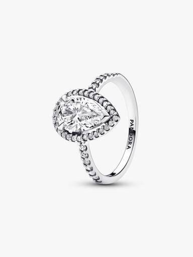 Sparkling Pear Halo Ring