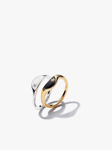 Pandora ME Halved Enamel Signet Ring Set