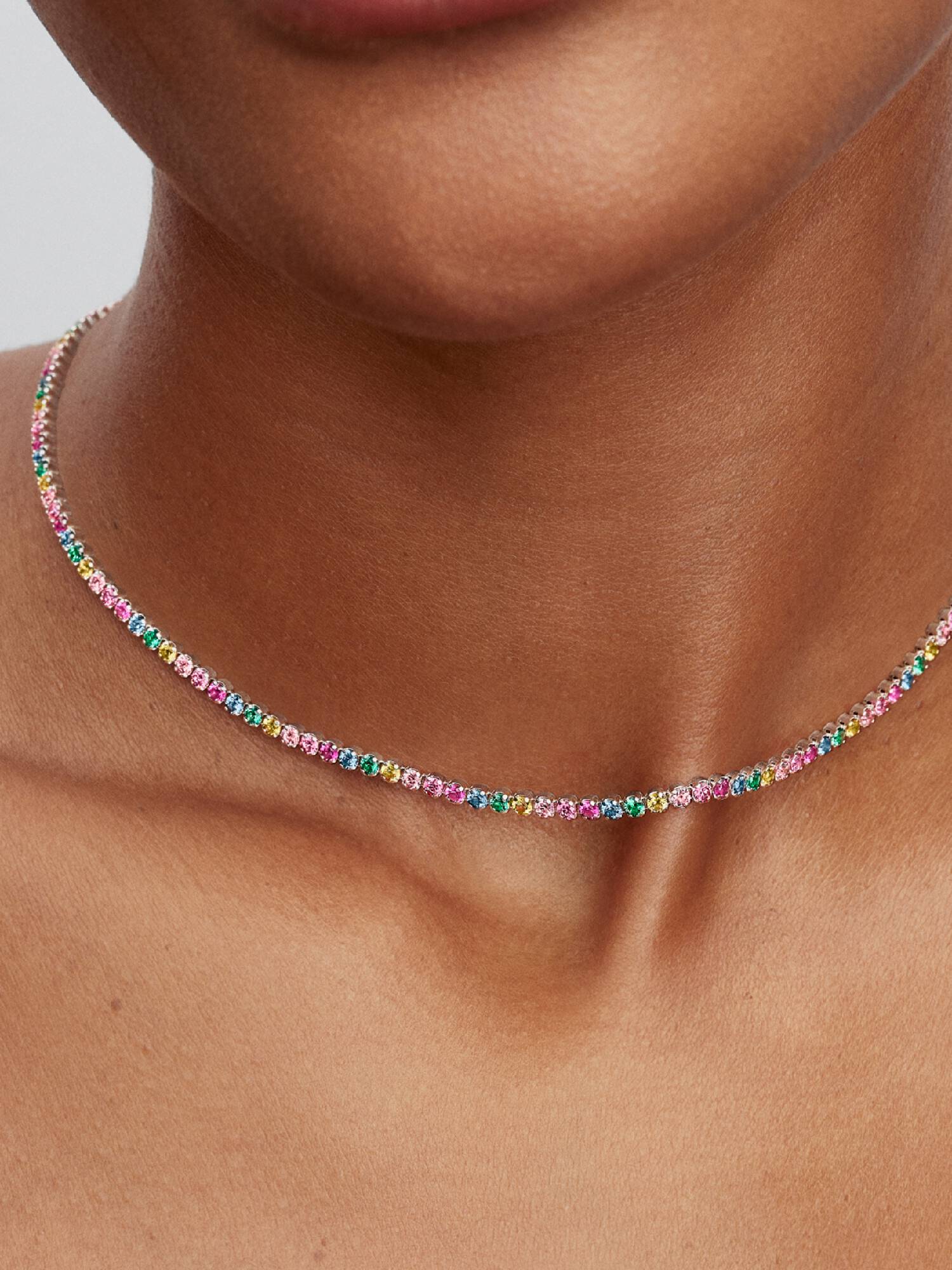 Rainbow Tennis Necklace 