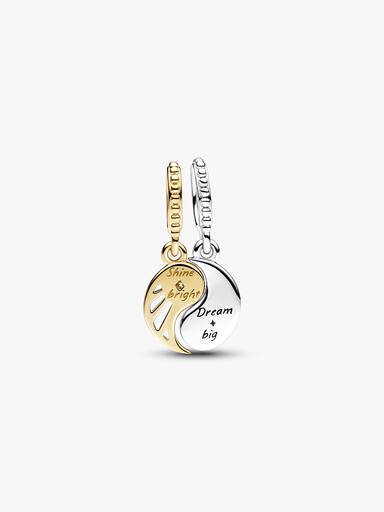 Two-tone Splittable Sun & Moon Dangle Charm